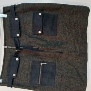 Yansi Fugel Womens 100% Silk Black Pencil Mini Skirt Size 8 w/Front Pockets